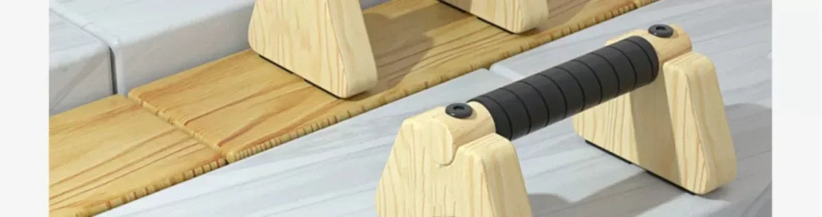 Pull-Up Stand Handles Wooden Push-Up Bar Beech Wood Calisthenics Home Exercise Equipment Wooden Parallettes Bar for Floor Use