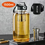 800/2500ml Large Glass Water Bottle with Lock Lid and Direct Drink Spout, Reusable Sports Water Bottle for Gym, Home, and Outdoor Use.