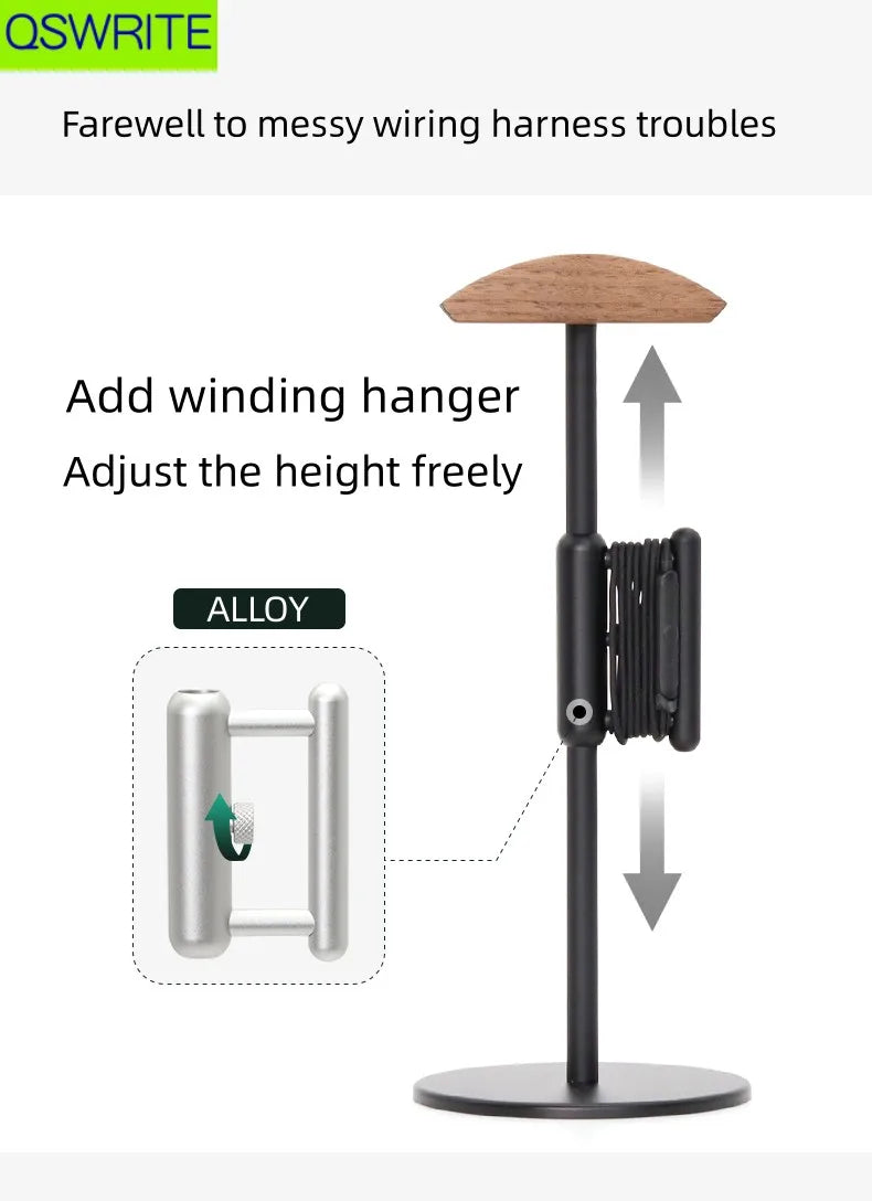 Walnut wood headphone holder minimalist earphone storage rack Solid wood headphone hanger earphone holder