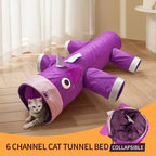 Christmas Gifts Cat Tunnel Toy, Large collapsible cat and dog tunnel toys, 6 entrances and exits design, unique unicorn shape