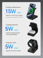 Foldable 3 In 1 Magnetic Wireless Charger Stand For Magsafe iPhone 15 14 13 12 Apple Watch 2-8 Airpods Pro Fast Charging Station