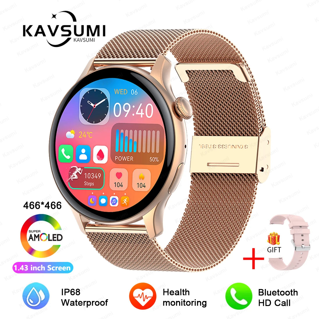 Smartwatch for Women AMOLED Screen Always Display Time NFC IP68 Waterproof Sports Call Women Smart Watch For Women Custom Dial