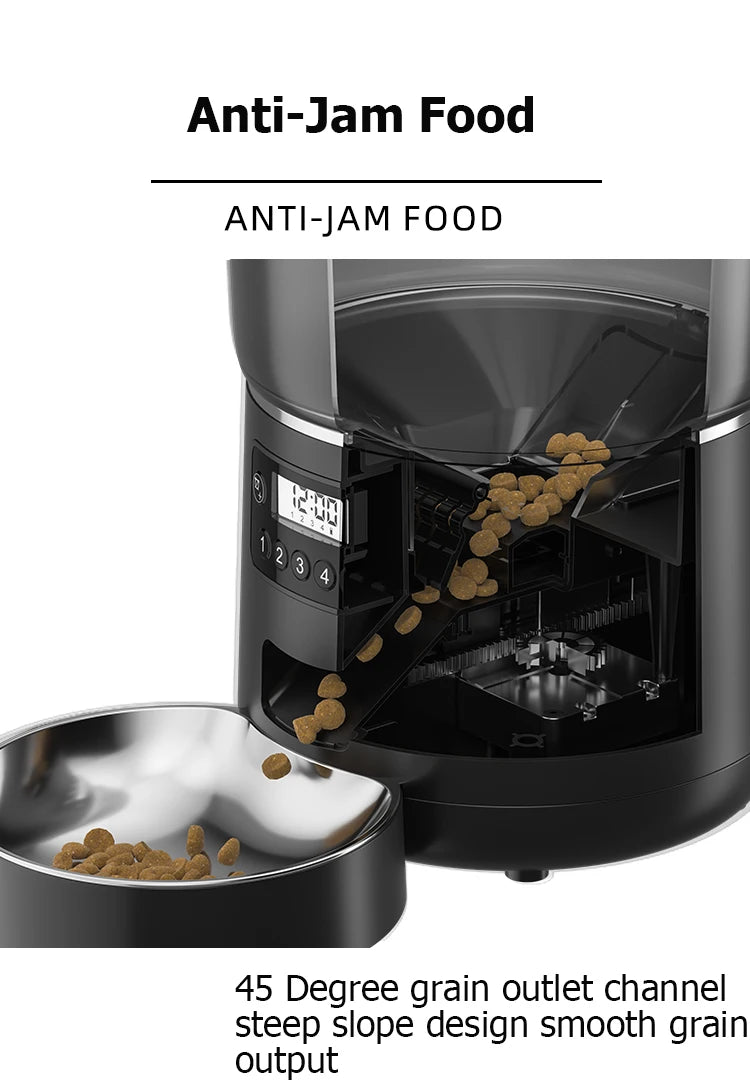 4L Automatic Pet Feeder Cat Food Dispenser Timed and Quantitative Insect and Moisture Resistant Feeding Machine No Food Jamming