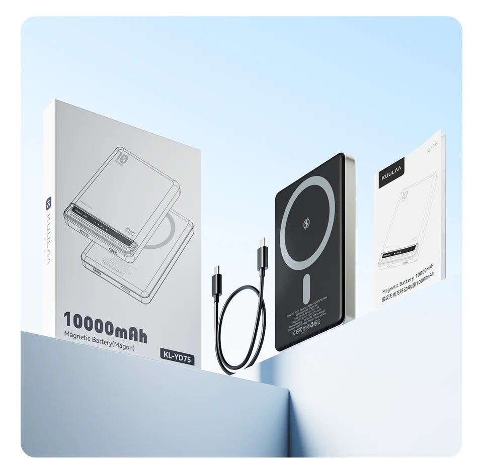 KUULAA 10000mAh Magnetic Power Bank — Wireless 20W MAG Fast Charge