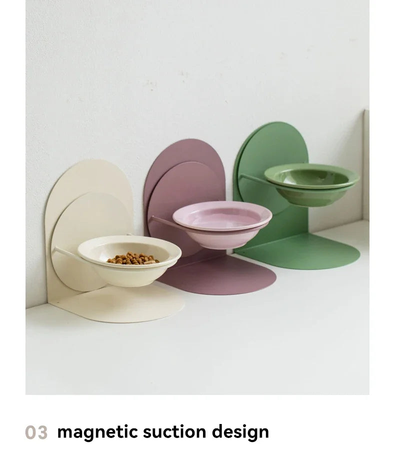 Detachable Pet Cat and Dog Bowl Protects Cervical Vertebrae Against Upset Height Adjustable Pet Ceramic Bowl