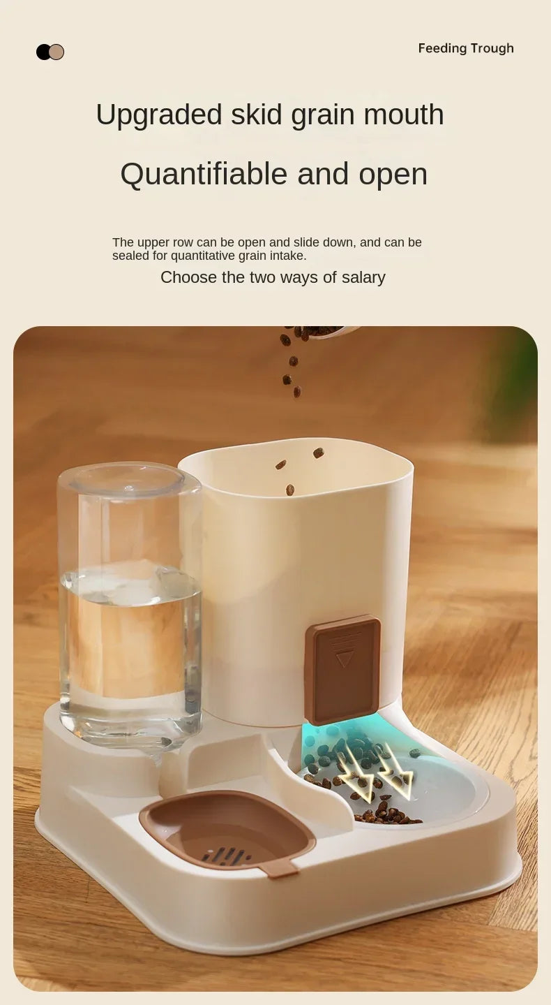 New Automatic Feeder Cat Dog Food Bowl with Water Fountain Dry Wet Separation Pet Puppy Kitten Food Storage Dispenser Container
