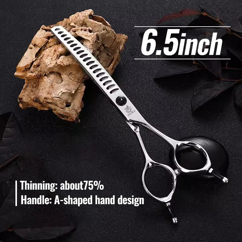 Fenice 7.0/7.5 inch Professional Dog Grooming Shears Curved Thinning Scissors for Dog Face Body Cutiing JP 440C High Quality
