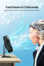 Ventoinha GAIATOP de Mesa — USB, 3 Velocidades, Silenciosa, Ajuste 90°