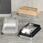 Stainless Steel Litter Box, Semi-enclosed Splash-proof And Leak-proof Design, Removable Lid, Suitable For Big Cats, And More