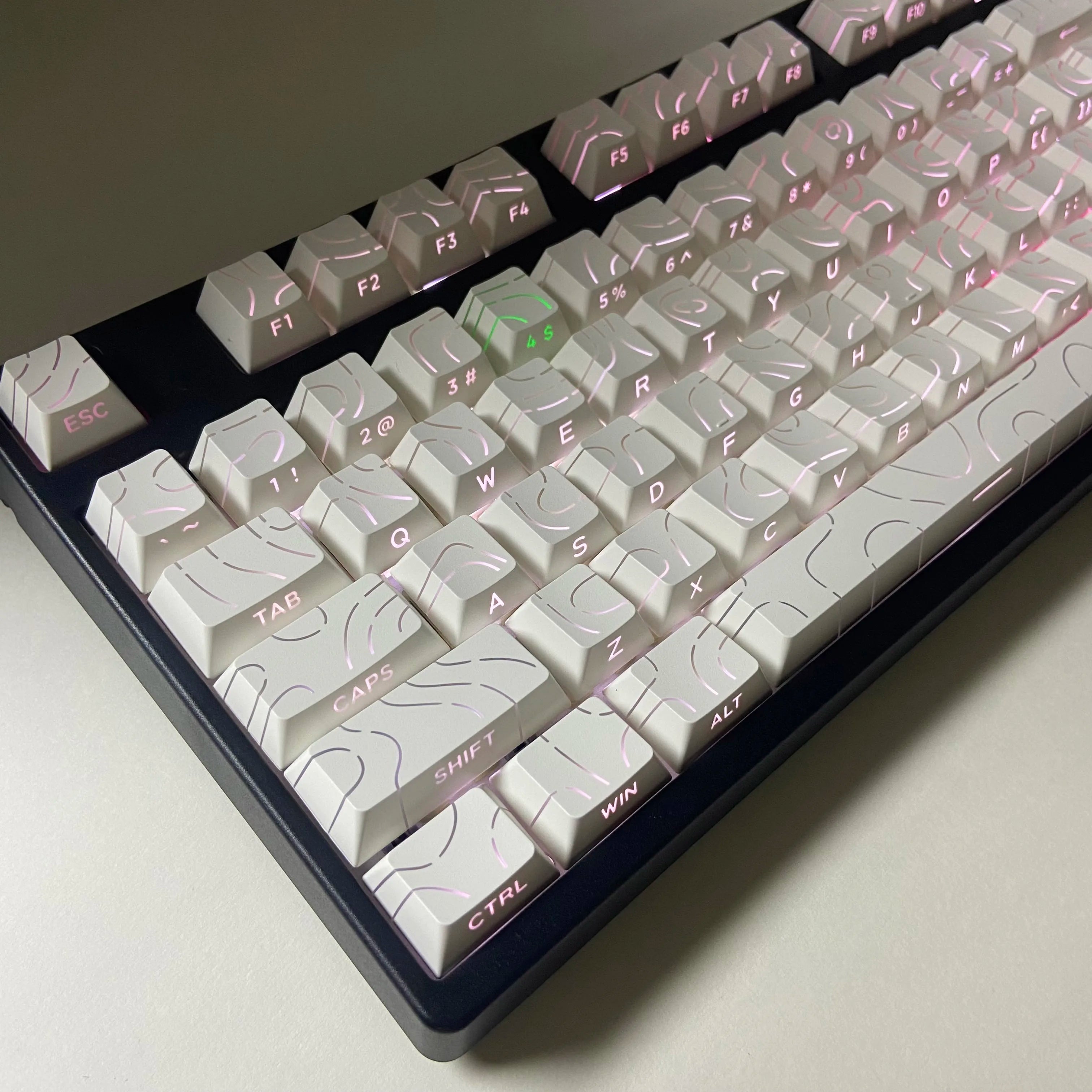 Line Gradient Side Shine Through Keycaps Cherry Profile PBT Custom Keycaps for 60% 65% 75% 96% 98% 100% Mechanical Keyboard