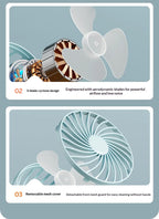 HOMEFISH Portable Rechargeable Clip Fan 720° Rotatable Hanging Fan with Night Light Air Cooler for Outdoor Camping Fan