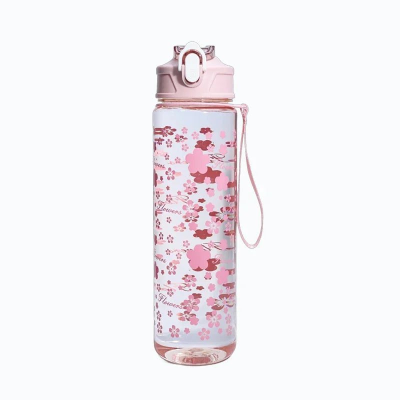 Garrafa 800ml com Palhinha – Design Cherry Blossom, Grande para Outdoor