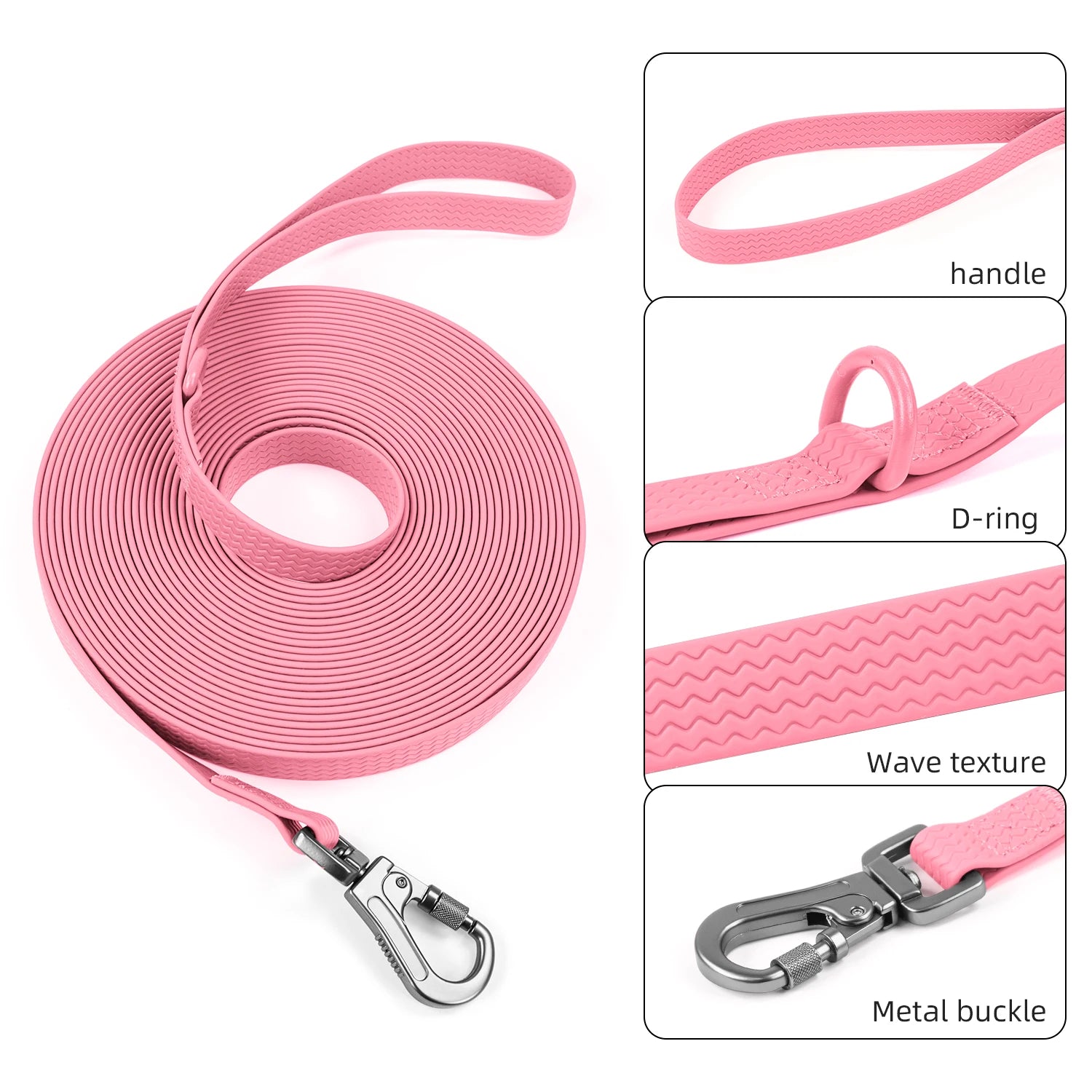 1.8M 3M 5M 10M PVC Dog Leash - Large, Medium, Non-slip, Waterproof and Easy to Clean, Long, Strong Dog Training Leash