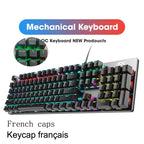 GK410 104 Full Keys Hot Swap Metal Panel Mechanical Keyboard RGB Light Green Black Tea Redaxis Non-Impact Gaming Computer Keyboard
