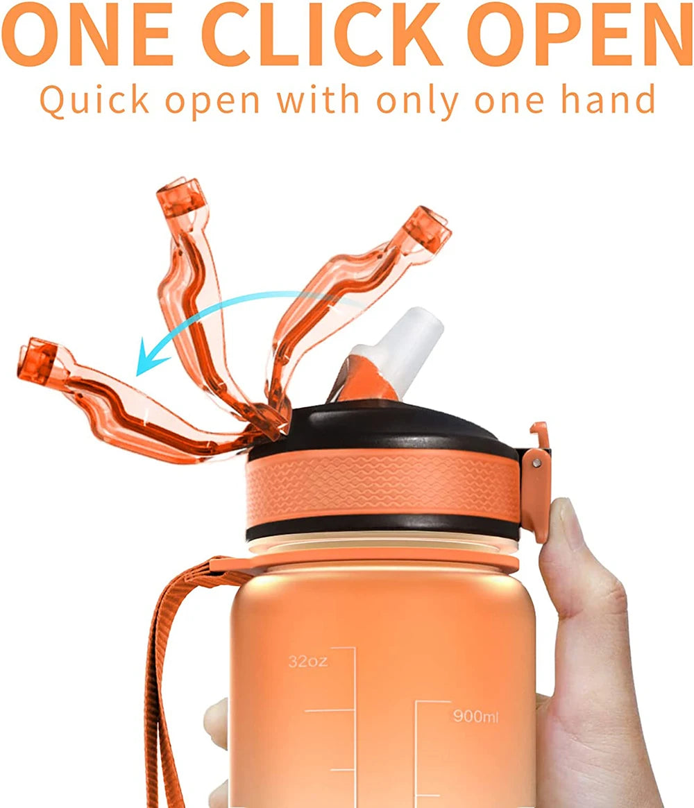 Motivational Sports Water Bottle, Leak-proof Drinking Bottles, Outdoor Travel, Hiking, Cycling, 750ml, 1000ml