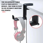 PC Gaming Headphone Stand Headset Hook Holder, Hanger Mount With Adjustable 360° Rotating Arm Clamp, Desk Mount Universal Bag