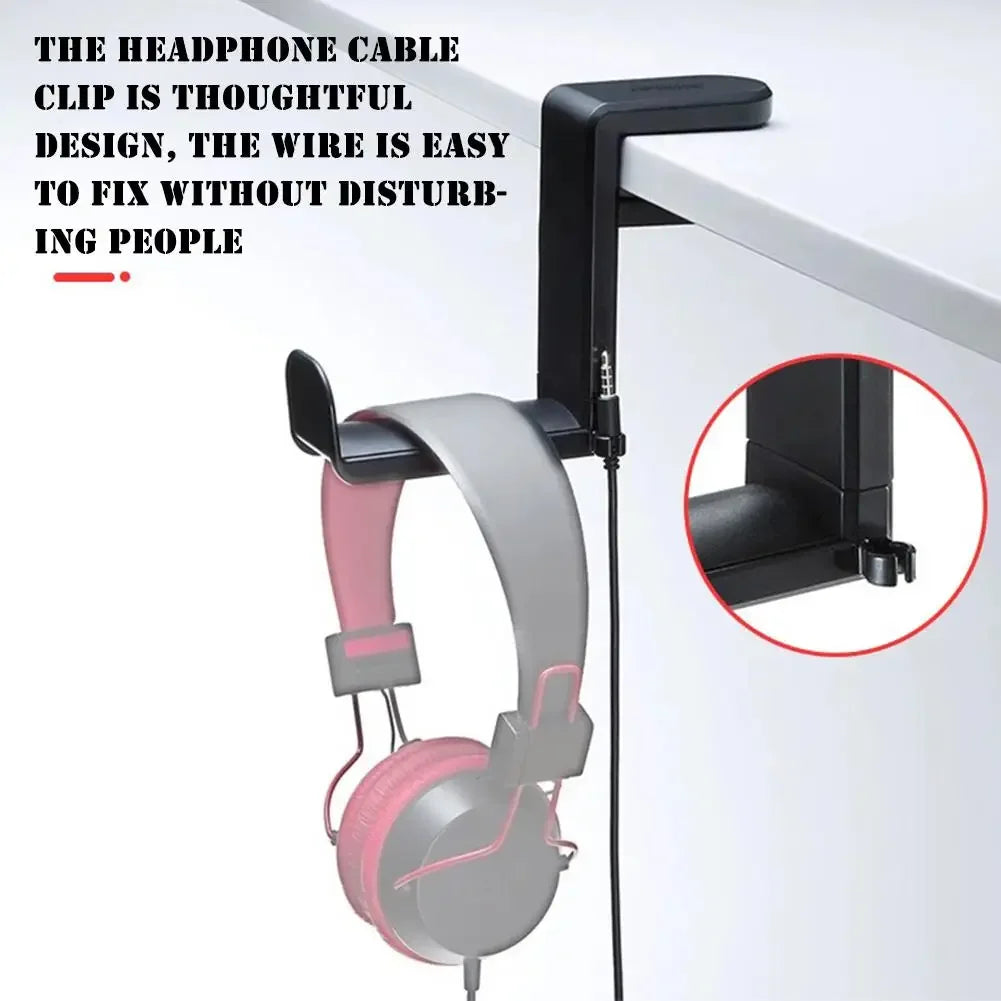 PC Gaming Headphone Stand Headset Hook Holder, Hanger Mount With Adjustable 360° Rotating Arm Clamp, Desk Mount Universal Bag