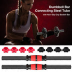 1 Pair 35cm Dumbbell Bar, Barbell Bars, Dumbbell Connecting Steel Tube with Standard Non-Slip Grip Surfaces and Spinlock Collars