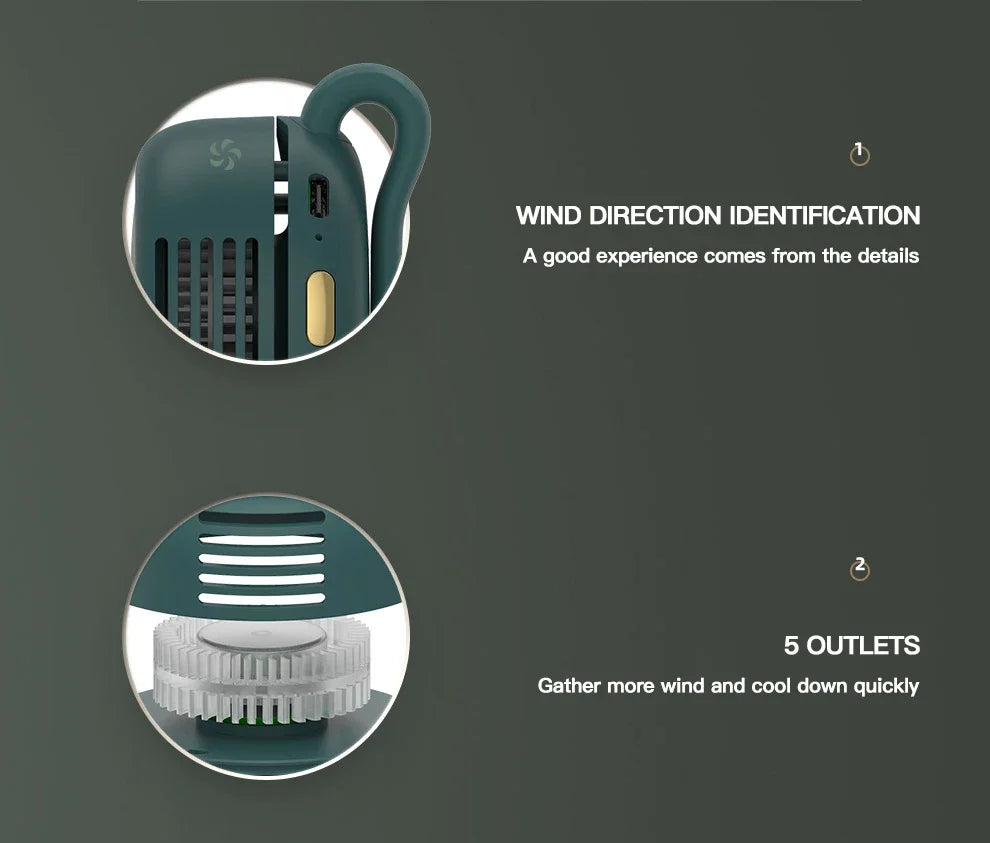 Ventoinha Sem Hélices  — Portátil, Silenciosa, USB, Design Dobrável p/ Viagens