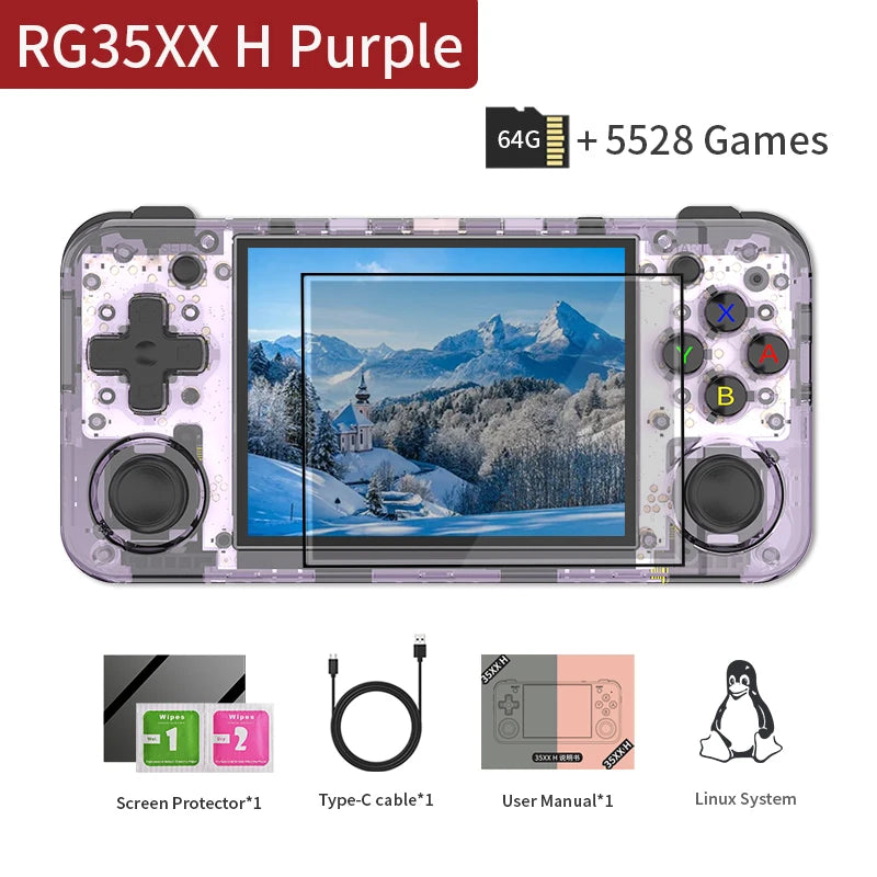 ANBERNIC RG35XX H Portable Linux Gaming Console 3.5 inch IPS Screen H700 Retro Video Games Player 3300mAh 64G 5528 Classic Games