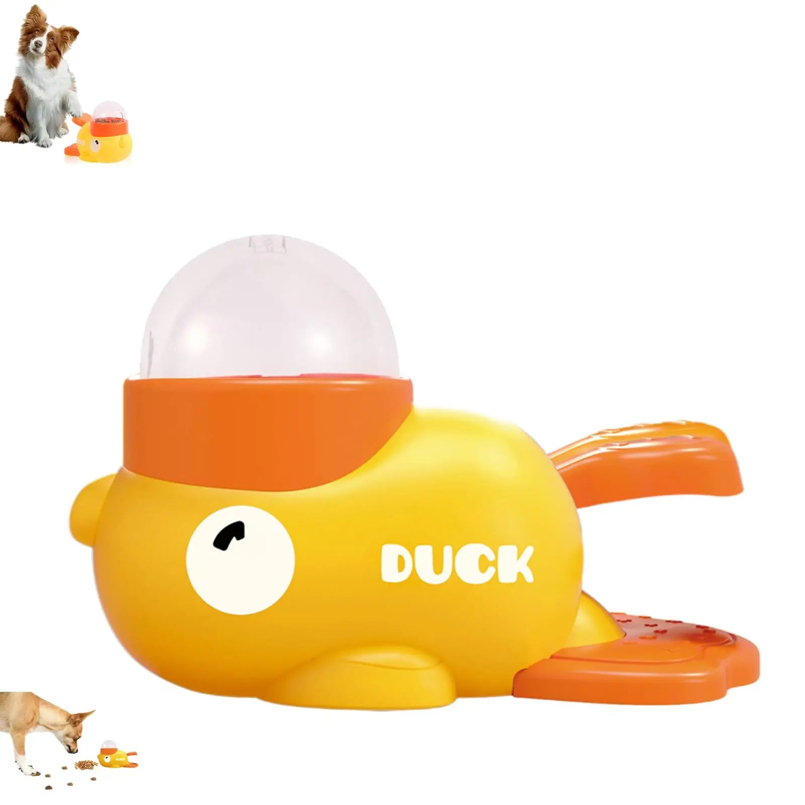 Pet slow food bowl, duck dog snack dispenser, slow anti-swallowing dog food feeder, interactive feeder for small and medium-sized pets.