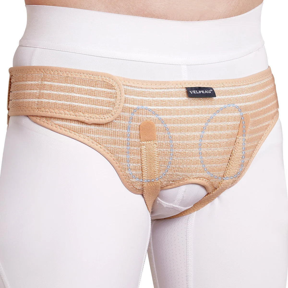 VELPEAU Hernia Belt with 2 compression pads, adjustable Hernia Truss support for single/double inguinal hernias for men and women.