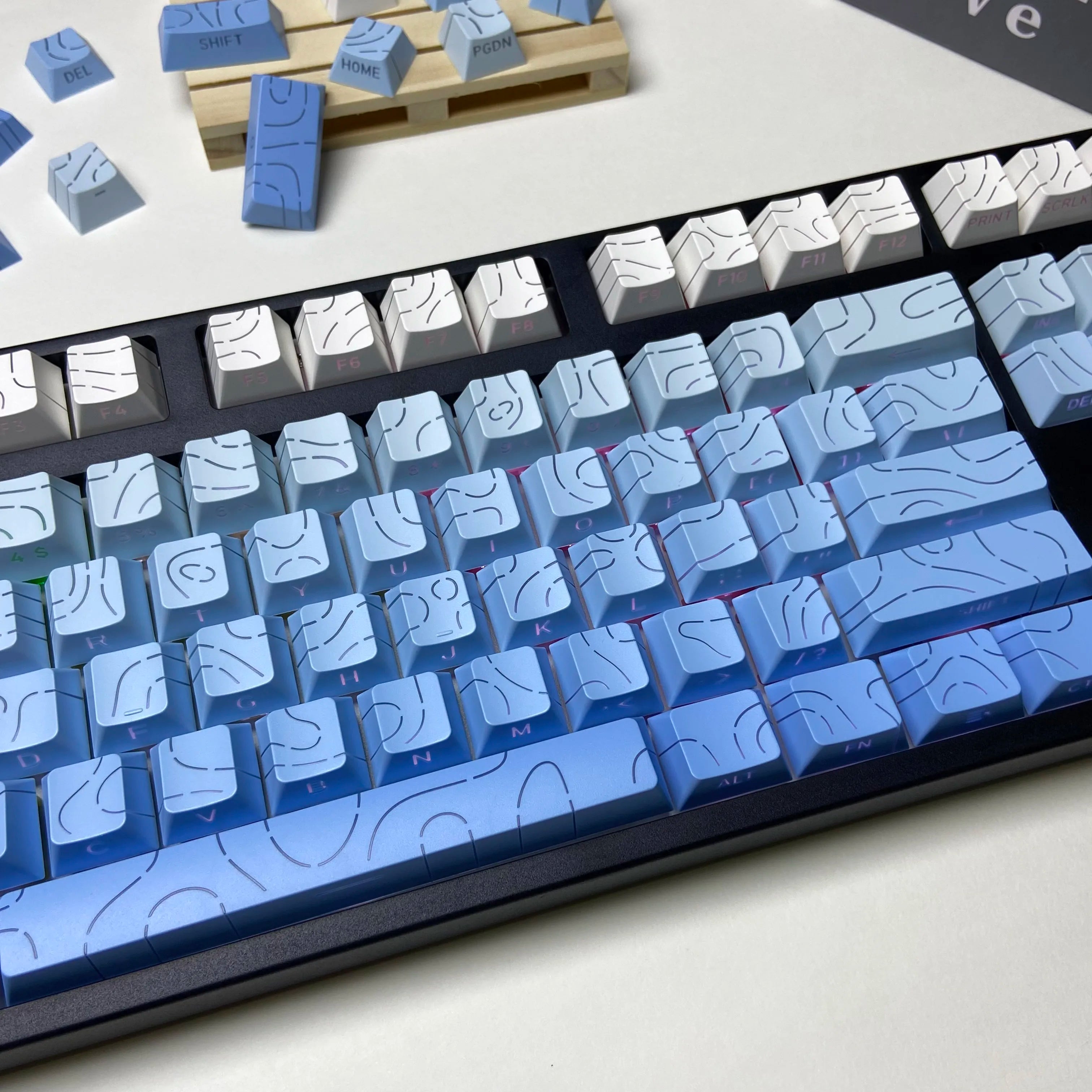 Line Gradient Side Shine Through Keycaps Cherry Profile PBT Custom Keycaps for 60% 65% 75% 96% 98% 100% Mechanical Keyboard