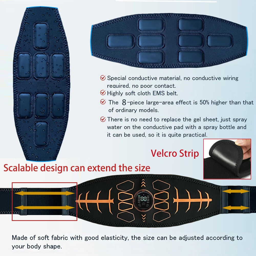 Smart ABS Pro – Cinto EMS de Tonificação Abdominal e Estimulação Muscular Avançada