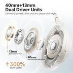 QCY H3S ANC Over Ear Headphones -56dB Noise Canceling Headsets Bluetooth 6.0 Hi-Res LDAC Spatial Sound Earphones Dual Driver