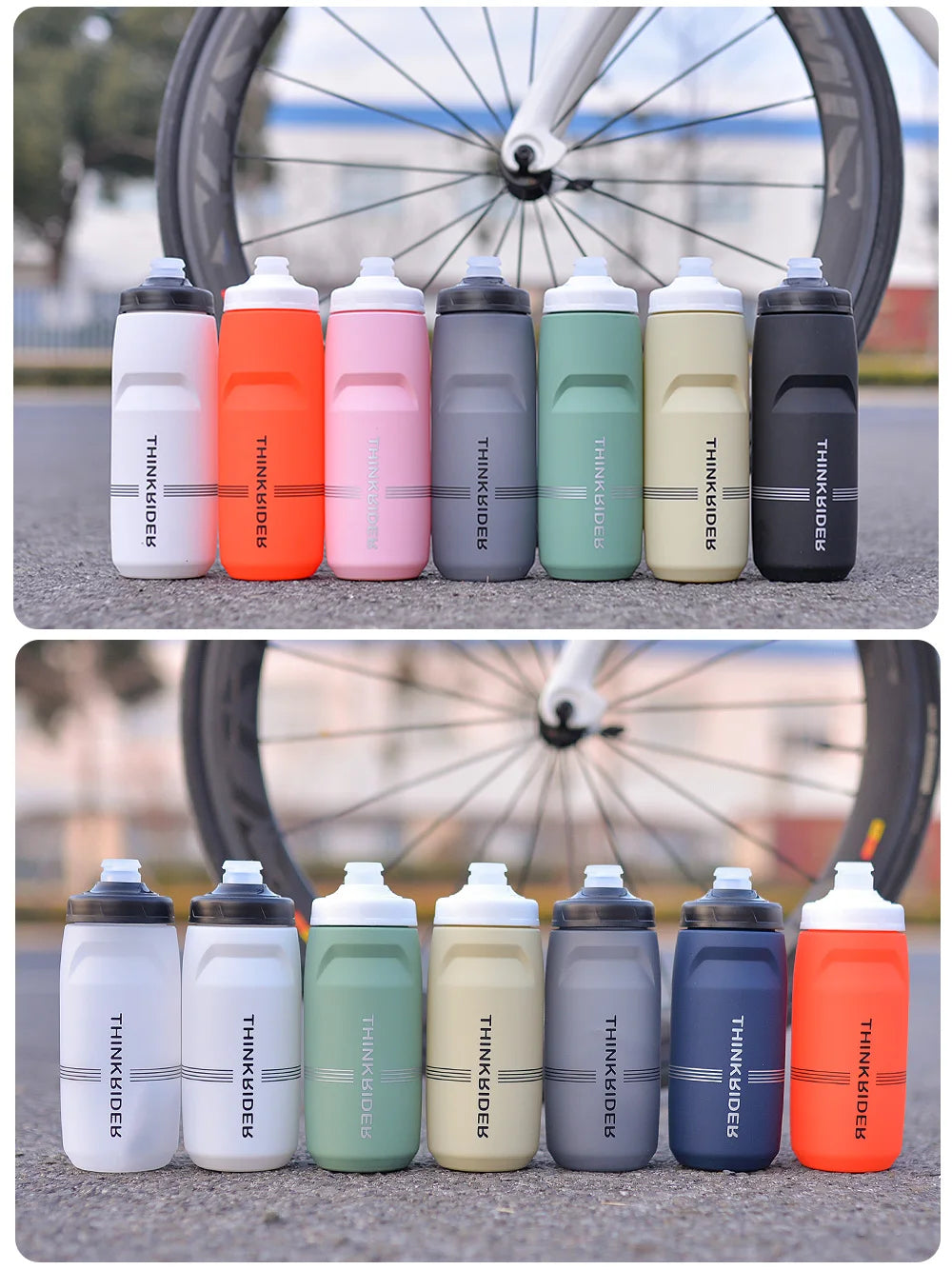 ThinkRider 620ml/750ml MTB Bicycle Water Bottle, Road Bike Water Bottle, Outdoor Sports Plastic, Portable, Large Capacity Drink, Cycling