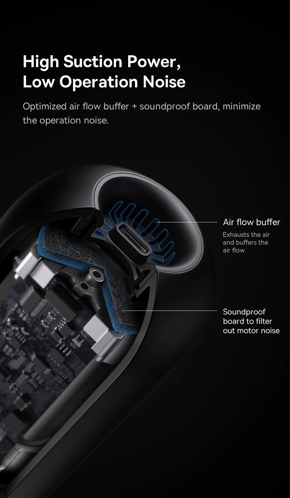 Aspirador Portátil Baseus 6000Pa 2‑em‑1 para Carro, Casa e Escritório