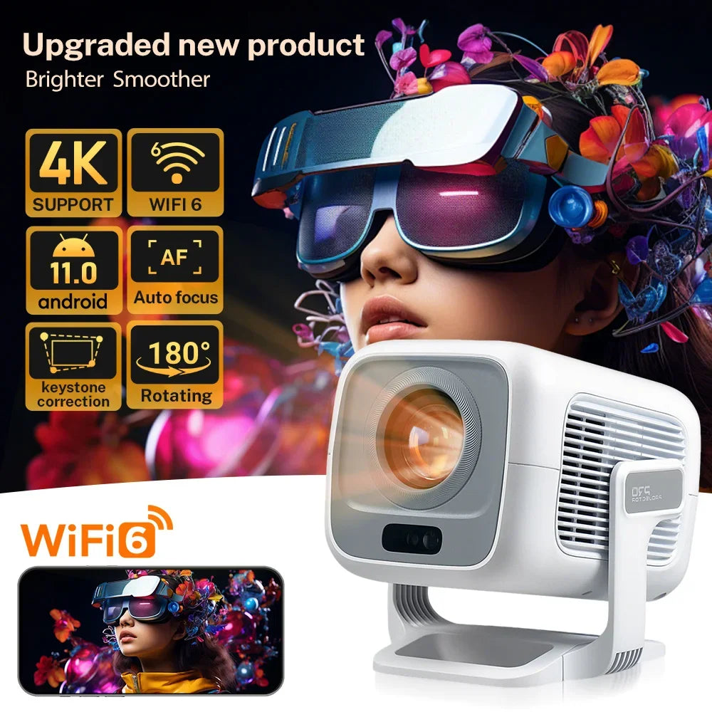 LynCast 4K X3AQ 500ANSI Native 1080P Auto Focus Android 11 BT5.4 WIFI6 Portable Home Theater Projector