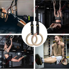 Anéis de Ginástica em Madeira com Fitas Numeradas Ajustáveis