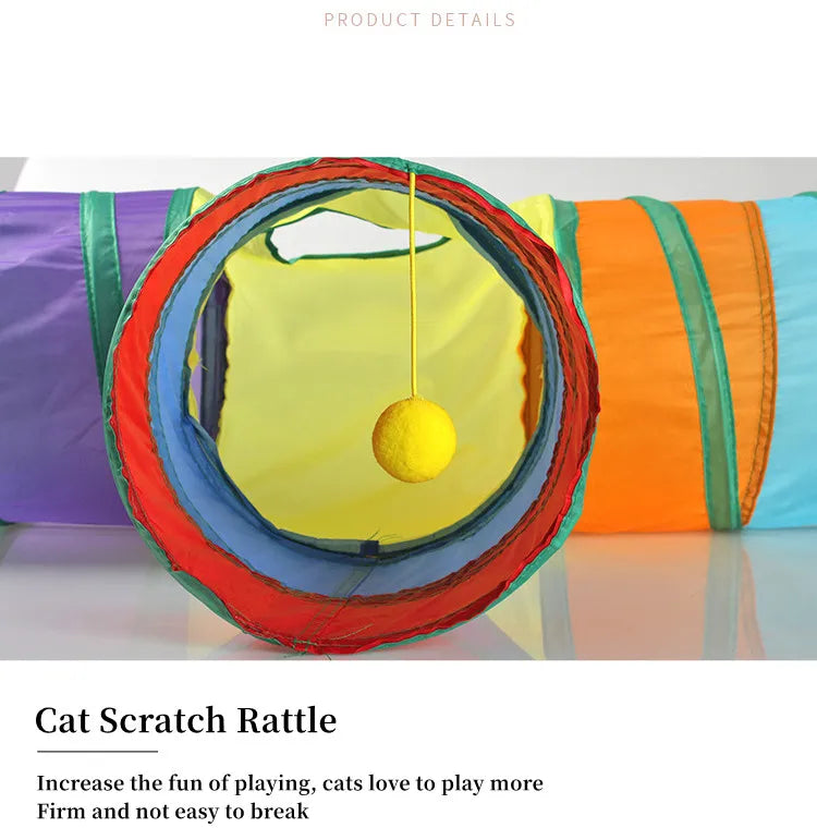 Practical Cat Tunnel Pet Tube Collapsible Play Toy rainbow Tunnel Indoor Outdoor Kitty Puppy Toys for Puzzle Exercising Hiding