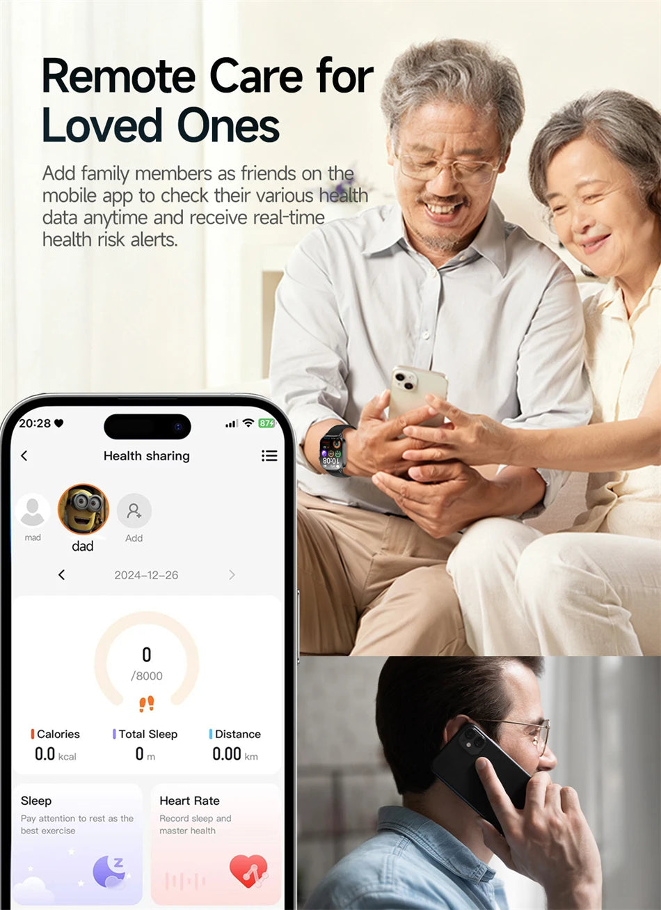 2026 New Model Uric Acid & Lipid Health Analysis Smartwatch Men's ECG+PPG Bluetooth Call 2.01 inch Flashlight Smartwatch Women's