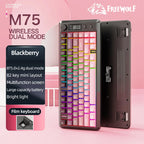 FREE WOLF M75 82-Key Compact Wireless Gaming Keyboard - Dual Mode (Bluetooth/2.4G) RGB Backlit OLED Display Large Battery