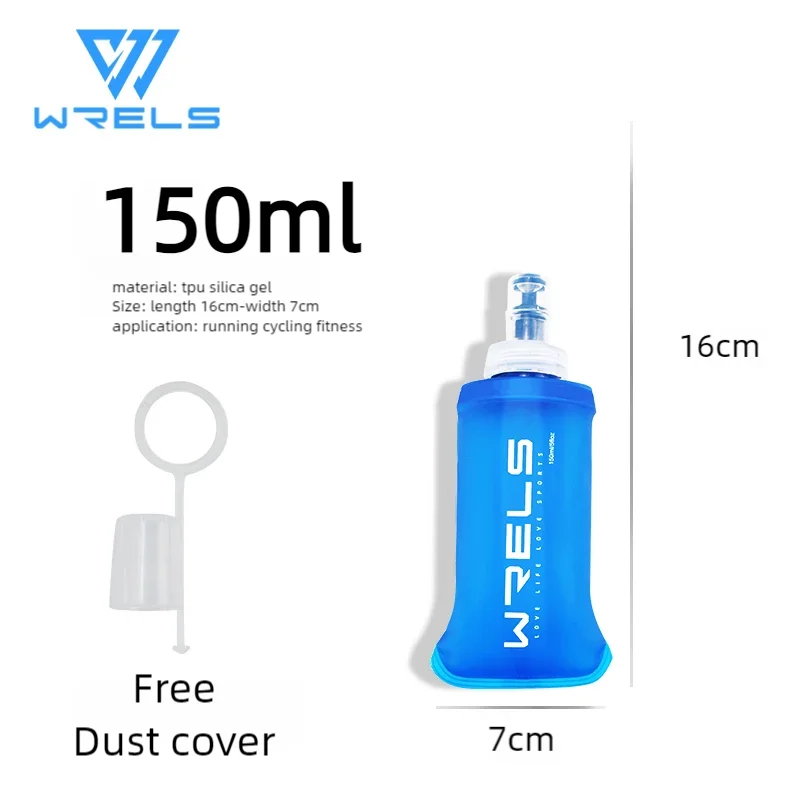 WRELS Outdoor Collapsible Silicone Bite Size Water Bottle Running Camping Hiking Travel Convenient Water Bottle 150ml 500ml 250m