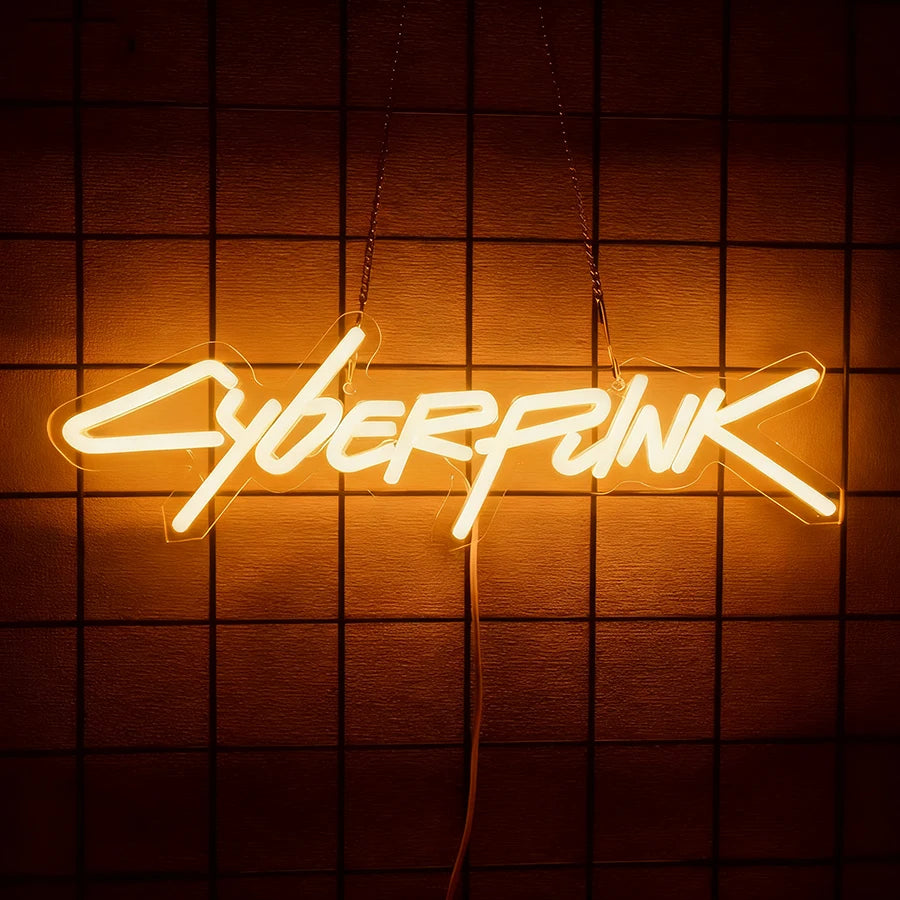 Cyberpunk Neon Sign, LED Game Sign for Wall Decoration, Shooting Games Neon Light for Game Room, Man Cave Room Decoration