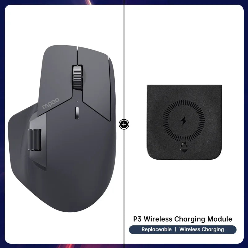 Rapoo MT720L Multimodo Rechargeable Wireless Mouse 4000 DPI Bluetooth Mouse Easy-Switch Up to 4 Devices