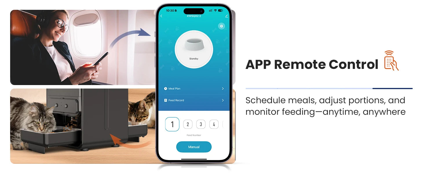 5L Automatic Cat Kibble Dispenser 2 Bowls Smart Voice Recorder Pluggable Control Panel Auto Cat Food Dispenser For Pet Dry Food