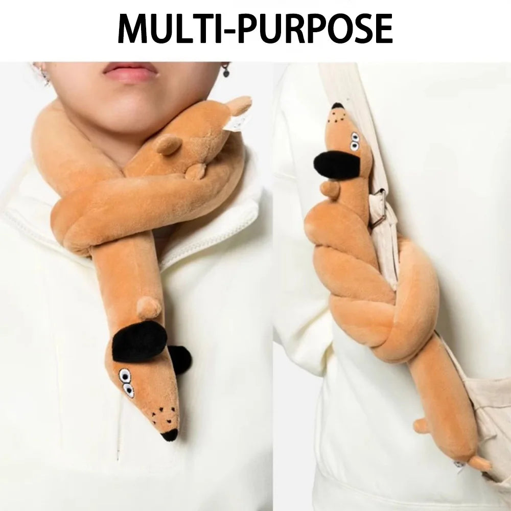 100CM Sausage Dog Toy Creative Sound-making Plush Companion Dog Toy Squeaky Dog Toy Chew Teething Dental Interactive Play Toys