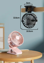 HOMEFISH Portable Rechargeable Clip Fan 720° Rotatable Hanging Fan with Night Light Air Cooler for Outdoor Camping Fan