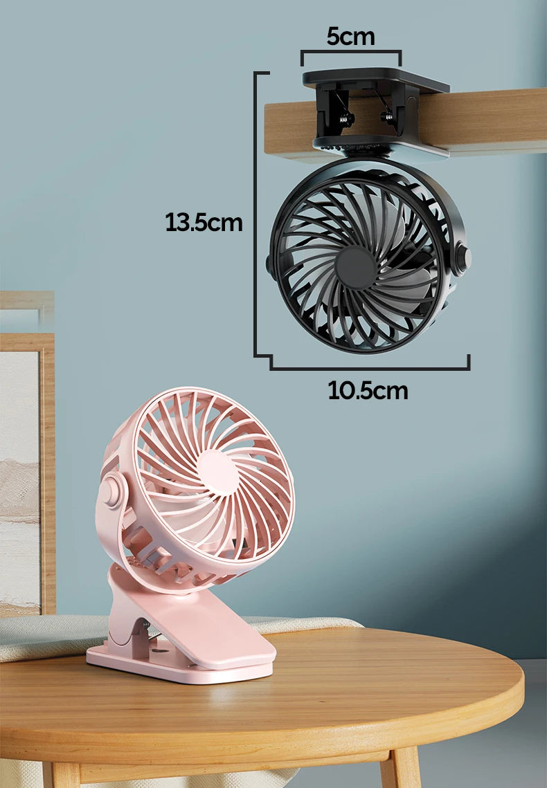 HOMEFISH Portable Rechargeable Clip Fan 720° Rotatable Hanging Fan with Night Light Air Cooler for Outdoor Camping Fan