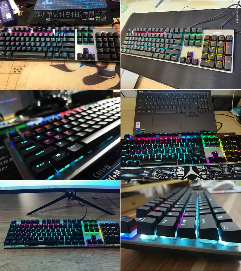 GK410 104 Full Keys Hot Swap Metal Panel Mechanical Keyboard RGB Light Green Black Tea Redaxis Non-Impact Gaming Computer Keyboard
