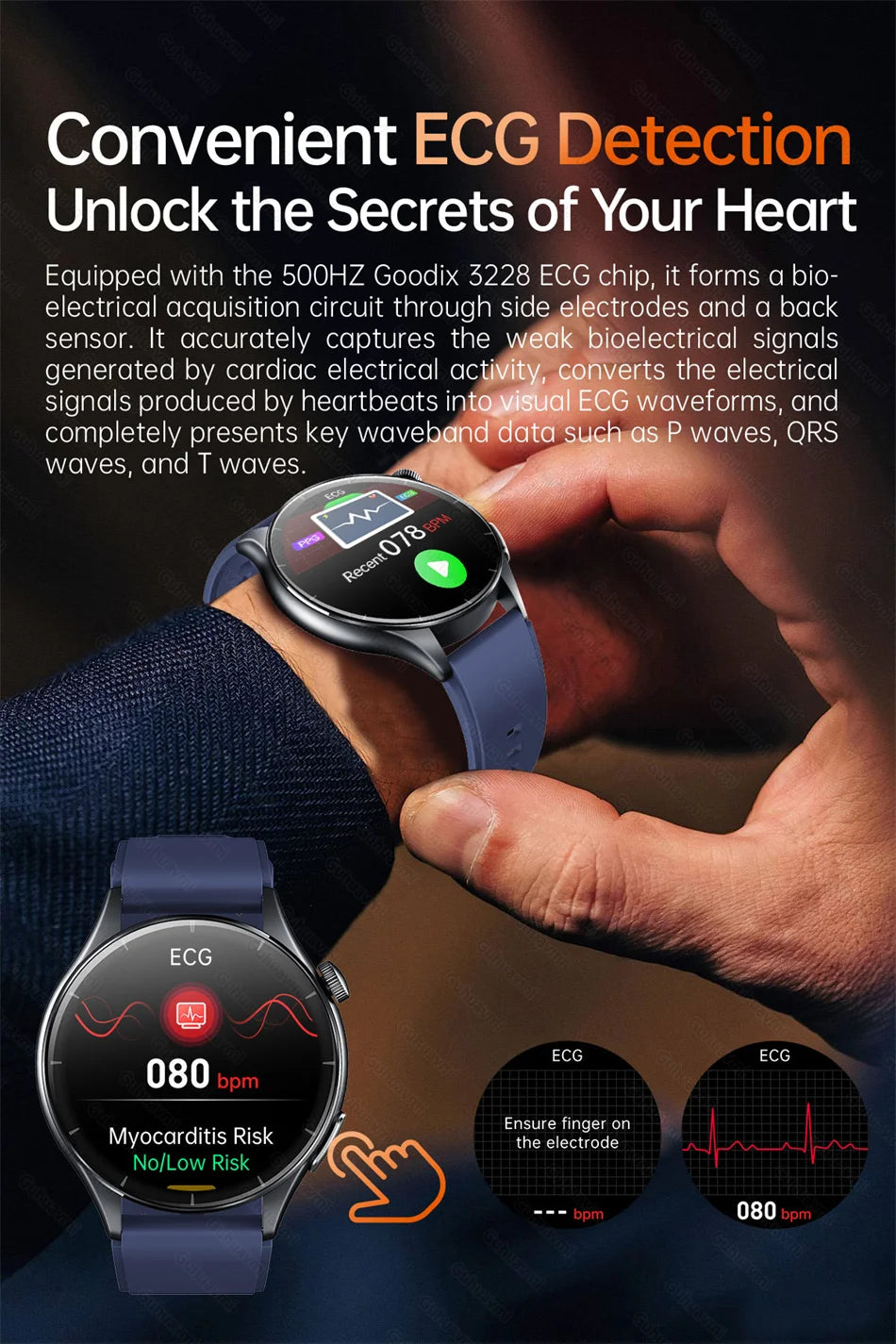 Sapphire 2025 New Health Managed Smart Watch Health Measurement Blood Fat Uric Acid Call ECG+PPG Blood Pressure Health Smartwatch iOS