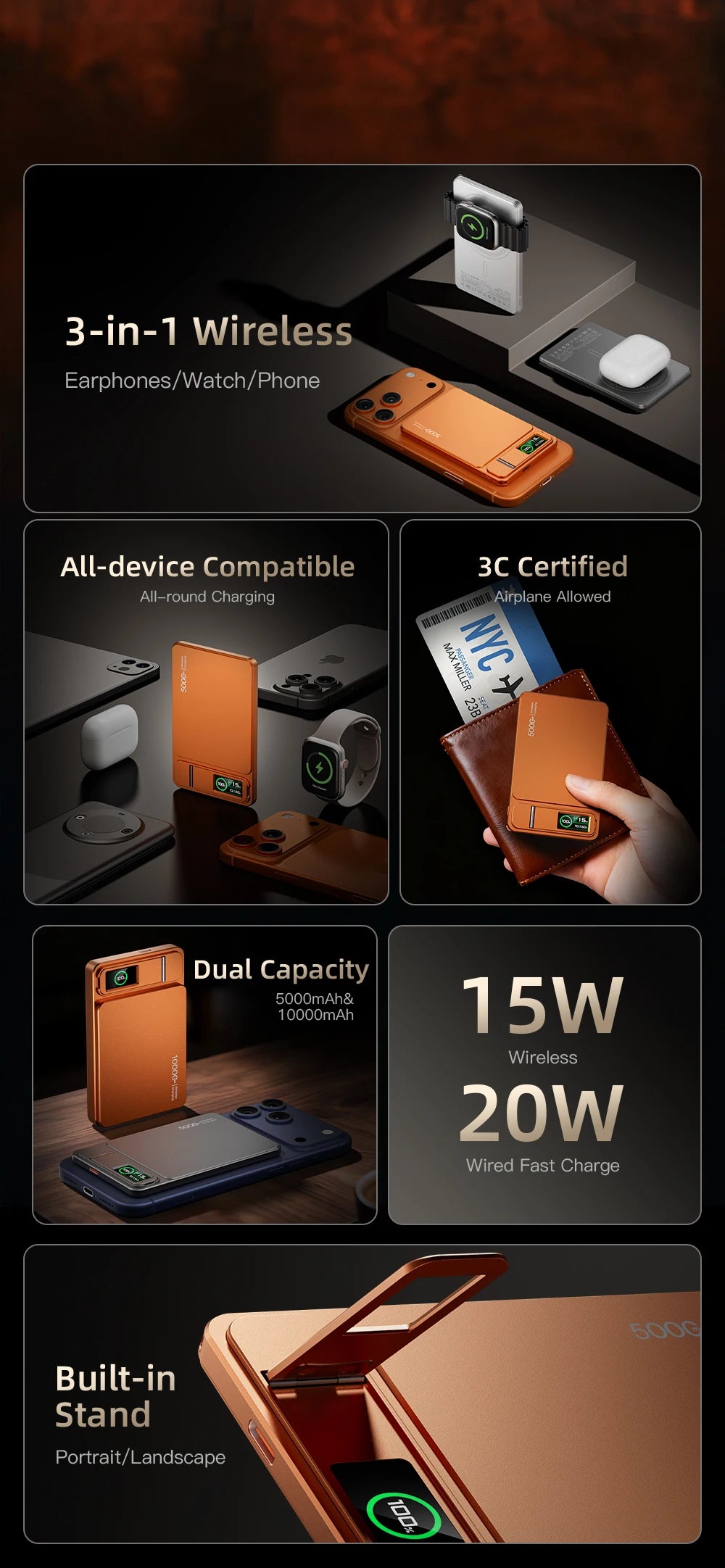 Lenovo 10000mAh Slim Power Bank — Magnético MagSafe Wireless 20W CCC