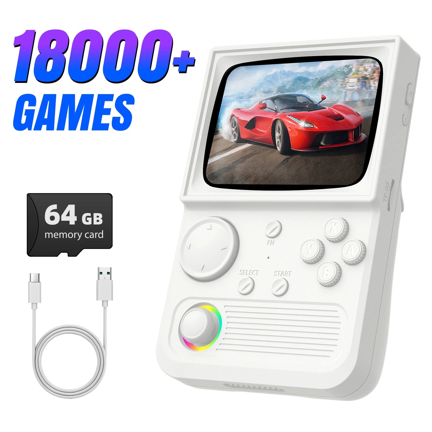 AISLPC R36T Retro TV Handheld Game Console 22000+Games EmuELEC System 3.5 Inch IPS Screen 64/128GB Portable Pocket Video Player