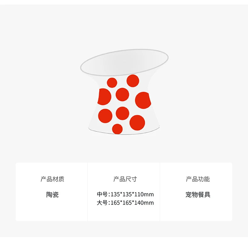 Ceramic Cat and Dog Bowls, Anti-Tip Pet Food Dishes Elevated base design protects cats' necks, suitable for small dogs and cats