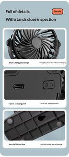 HOMEFISH Portable Rechargeable Clip Fan 720° Rotatable Hanging Fan with Night Light Air Cooler for Outdoor Camping Fan