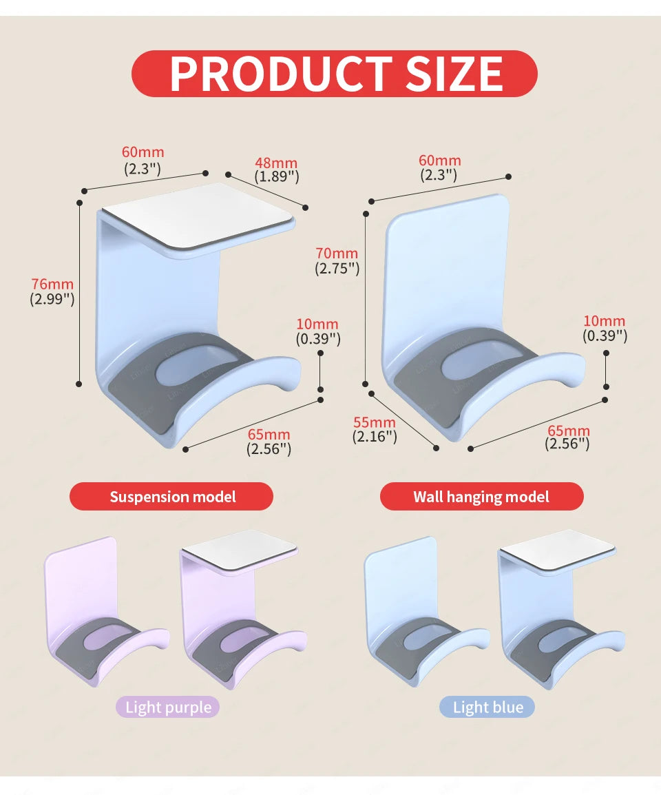 Suporte de Headphones para Debaixo da Secretária — Gancho Multicor Universal